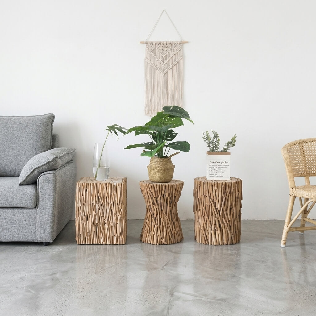 Handcrafted Natural Branch Side Table