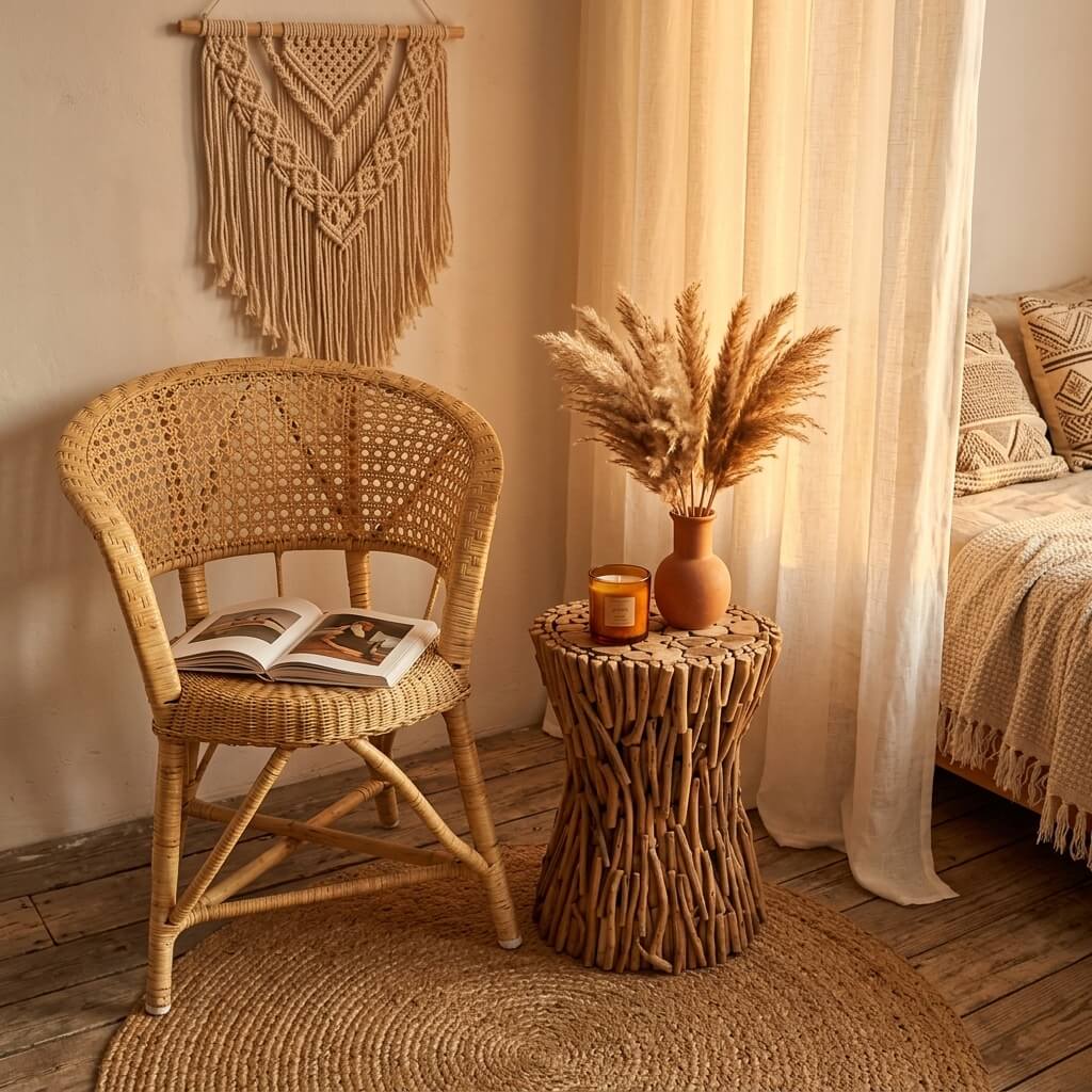 Handcrafted Natural Branch Side Table