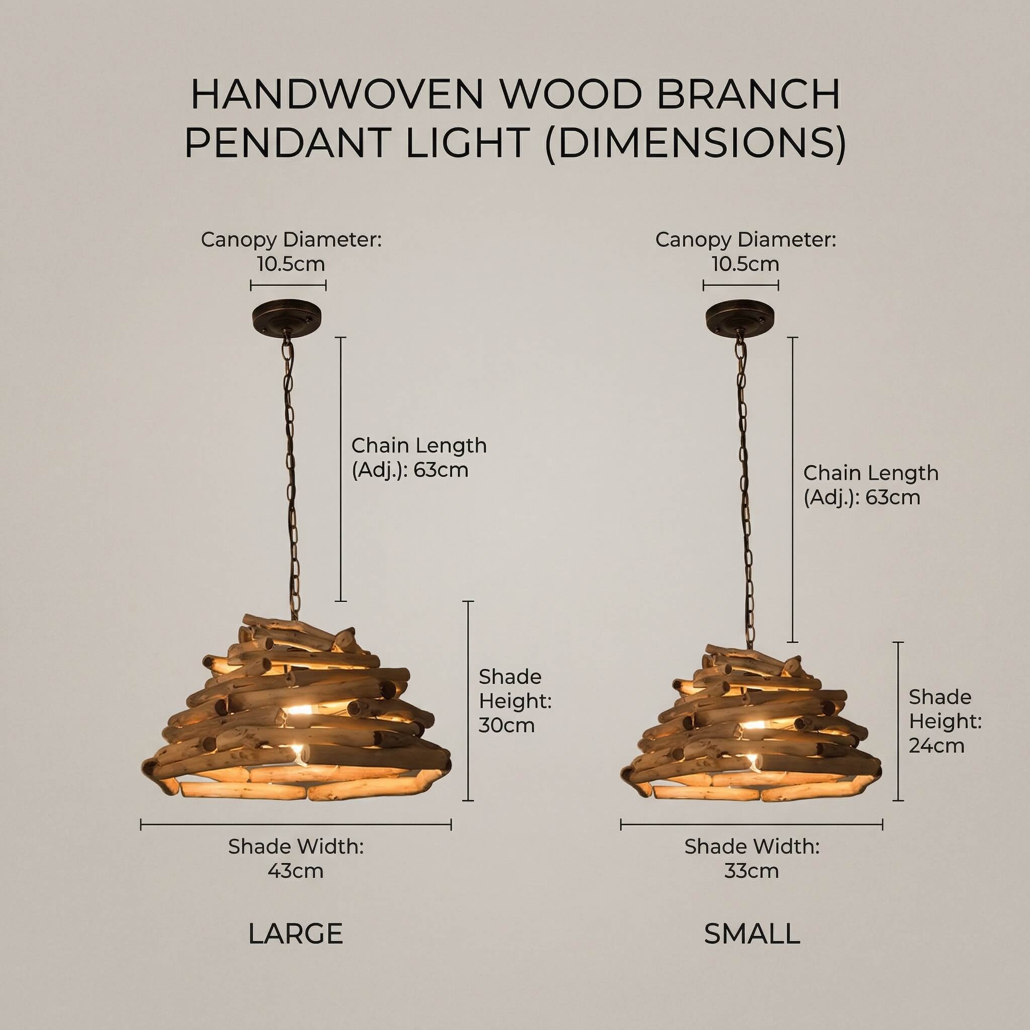 Handwoven Wood Branch Pendant Light