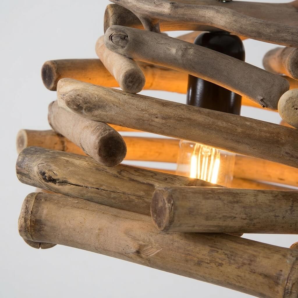 Handwoven Wood Branch Pendant Light