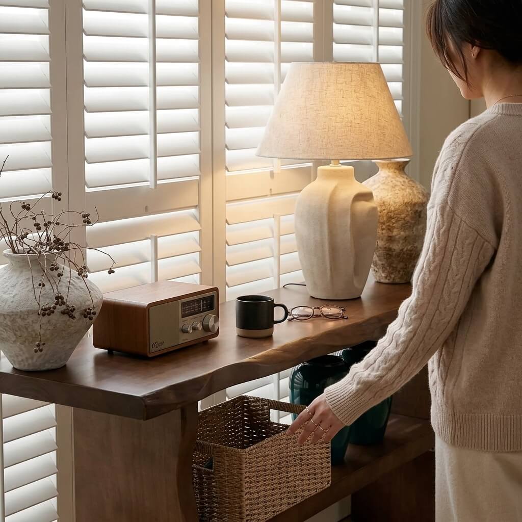Natural 2-Tier Solid Pine Wood Console Table