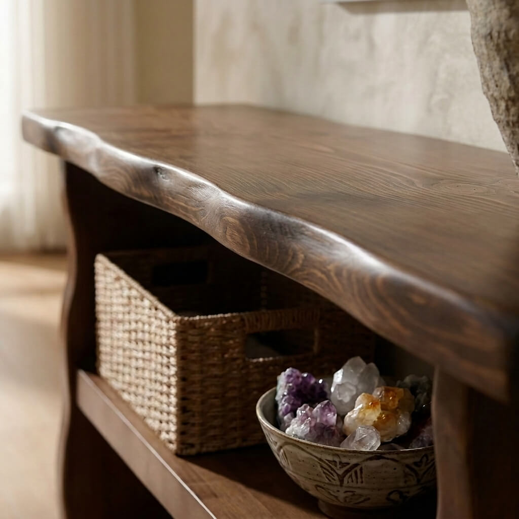 Natural 2-Tier Solid Pine Wood Console Table