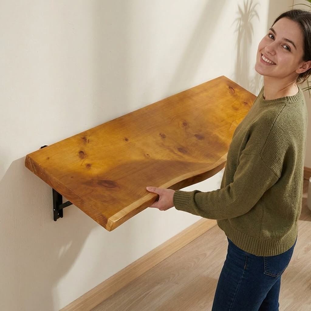 Natural Live Edge Wall-Mounted Folding Desk