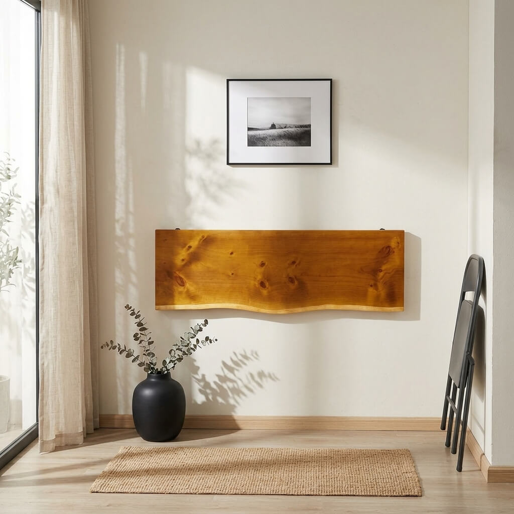 Natural Live Edge Wall-Mounted Folding Desk