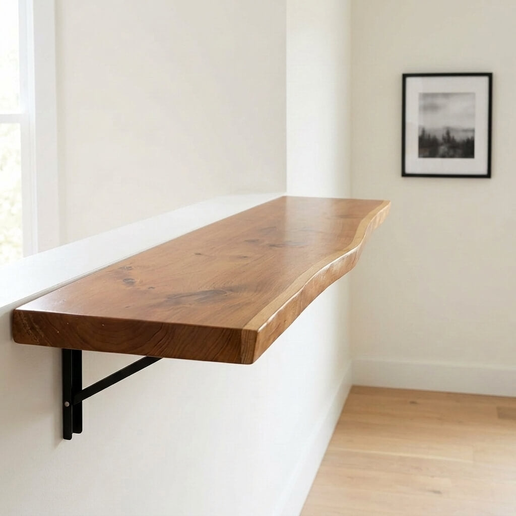 Natural Live Edge Wall-Mounted Folding Desk
