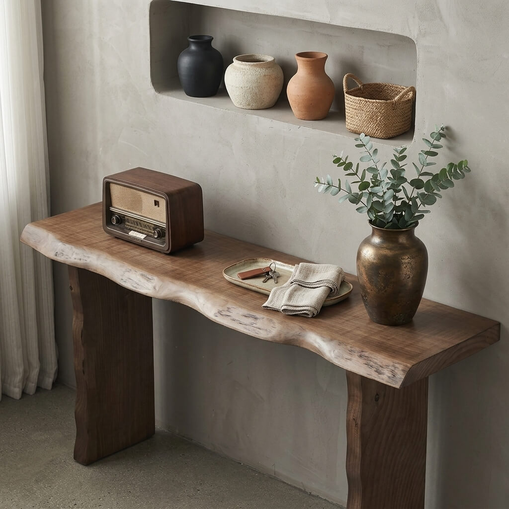 Natural Solid Pine Wood Console Table