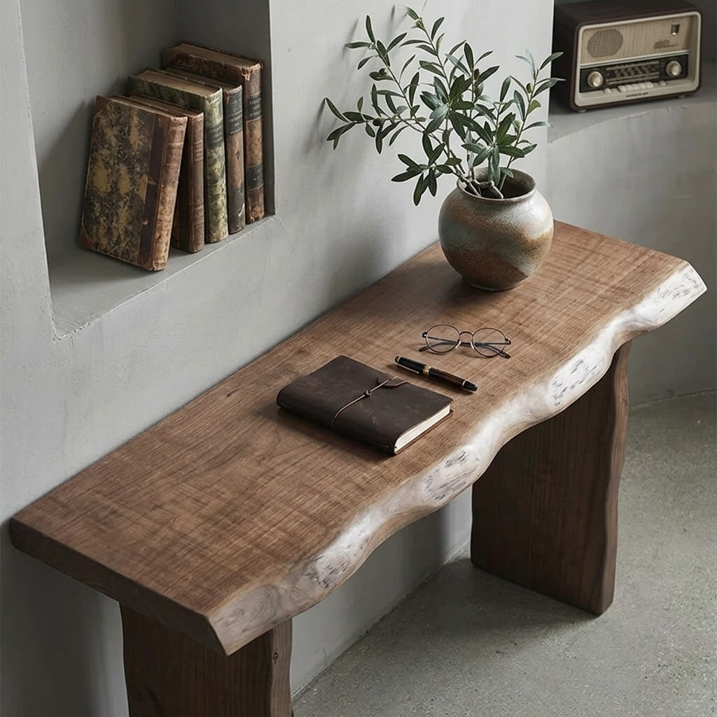 Natural Solid Pine Wood Console Table
