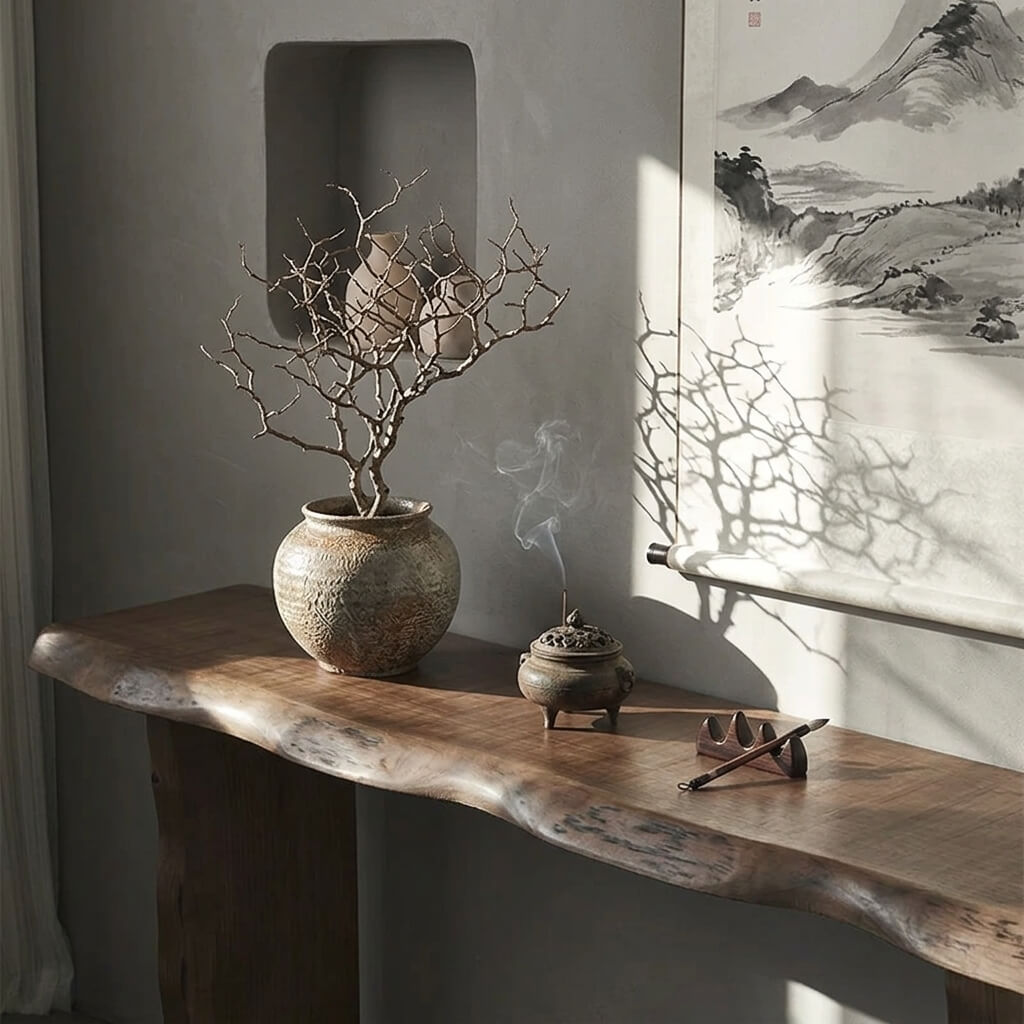 Natural Solid Pine Wood Console Table