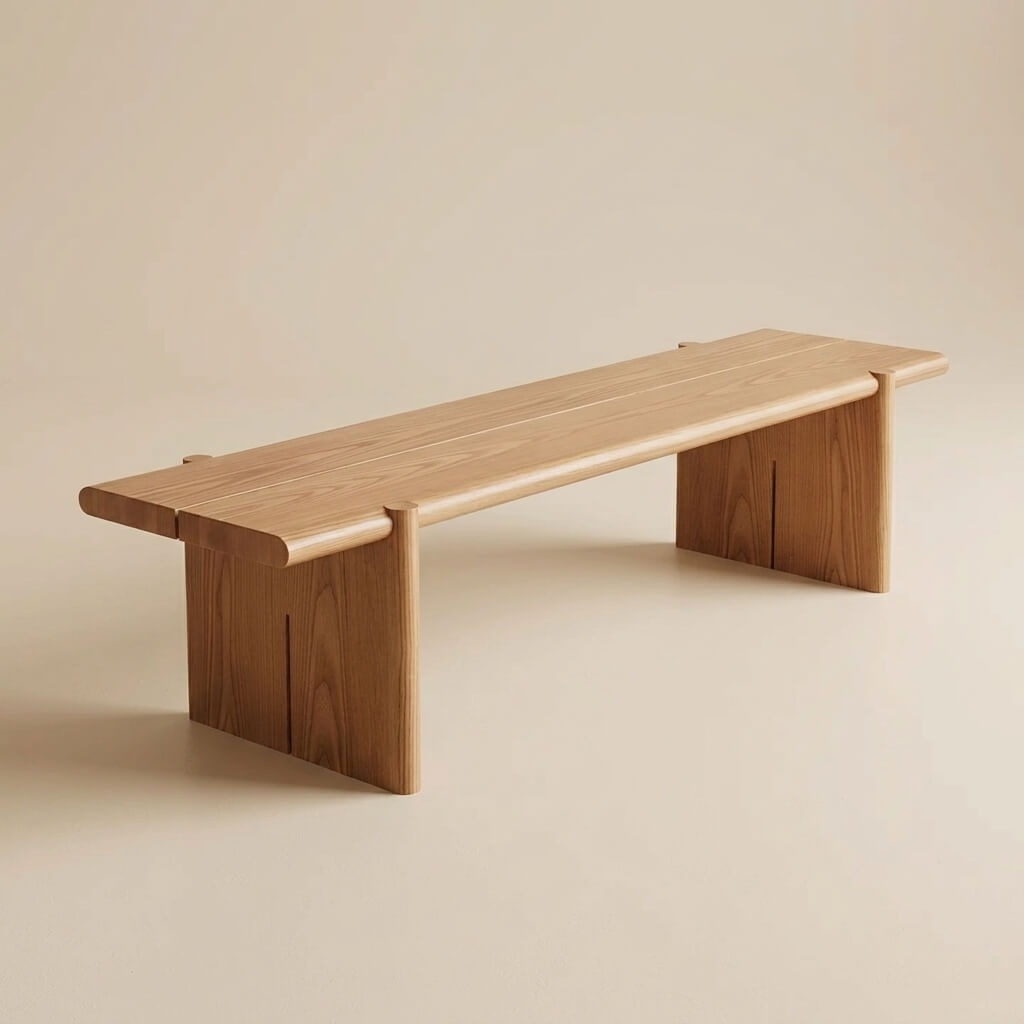Nordic Solid Pine Wood Bench Thick Wood Hallway & Bedside Bench