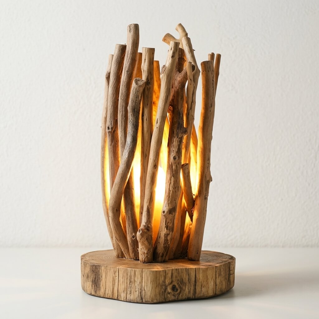 Rustic Campfire Branch Table Lamp