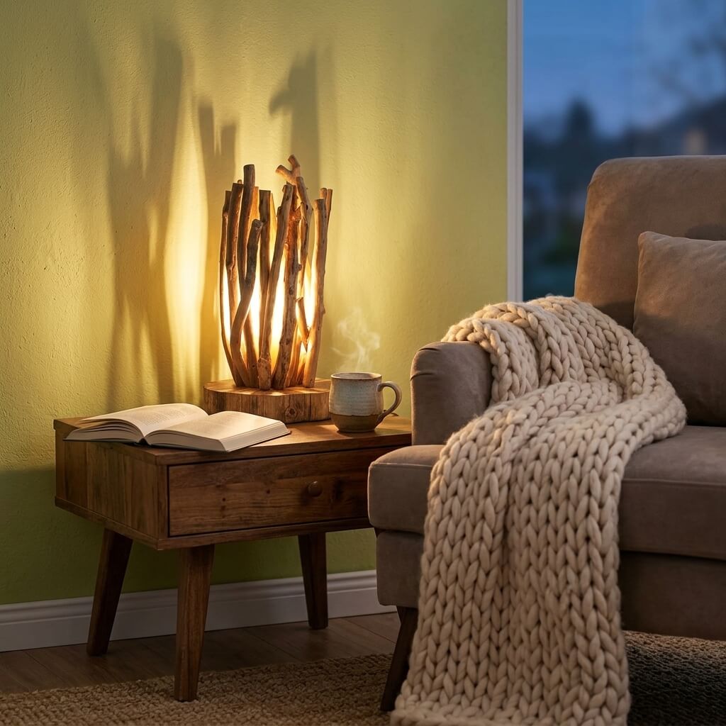Rustic Campfire Branch Table Lamp