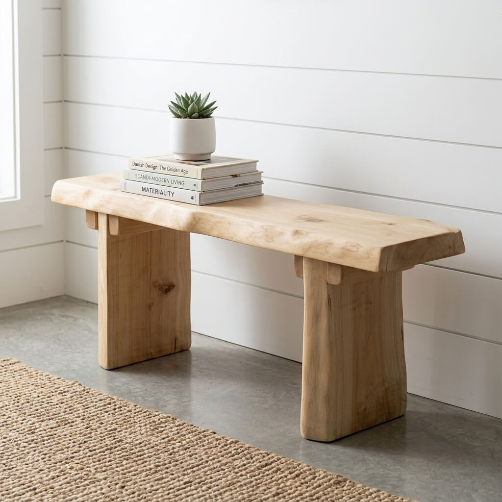 Rustic Solid Cypress Wood Bench