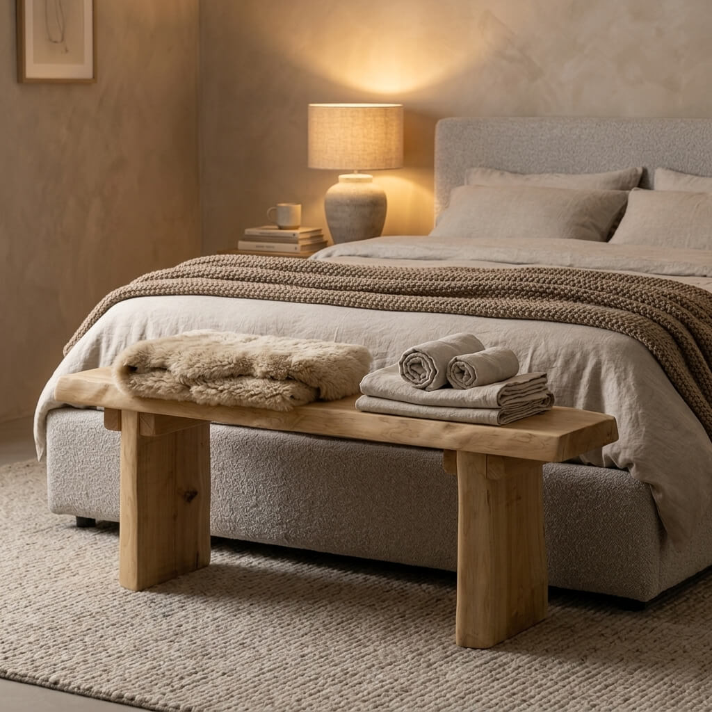 Rustic Solid Cypress Wood Bench