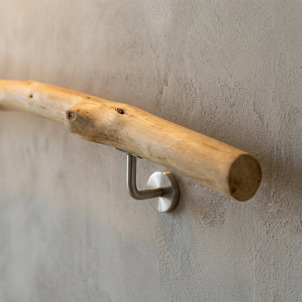 Rustic Solid Wood Branch Stair Handrail