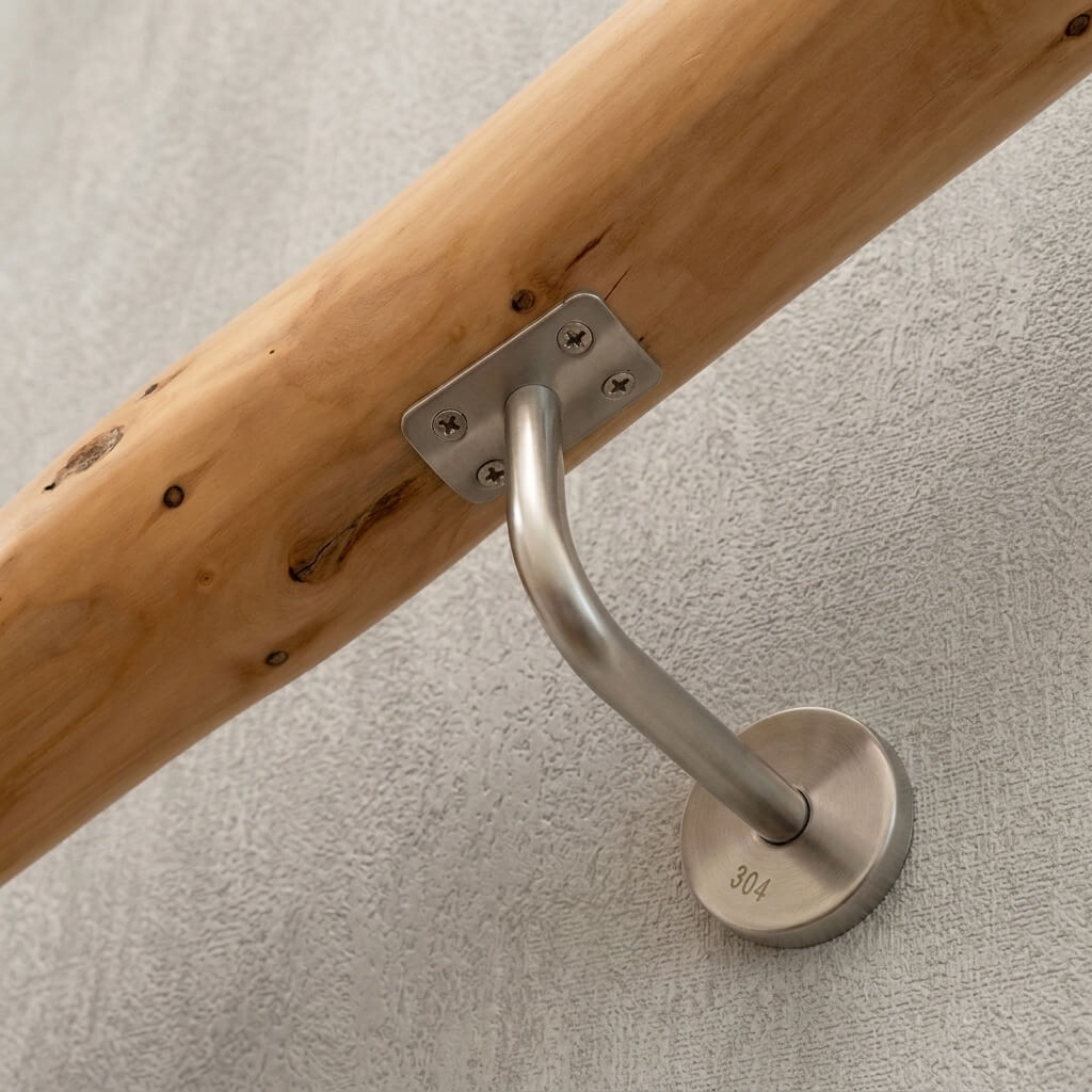 Rustic Solid Wood Branch Stair Handrail