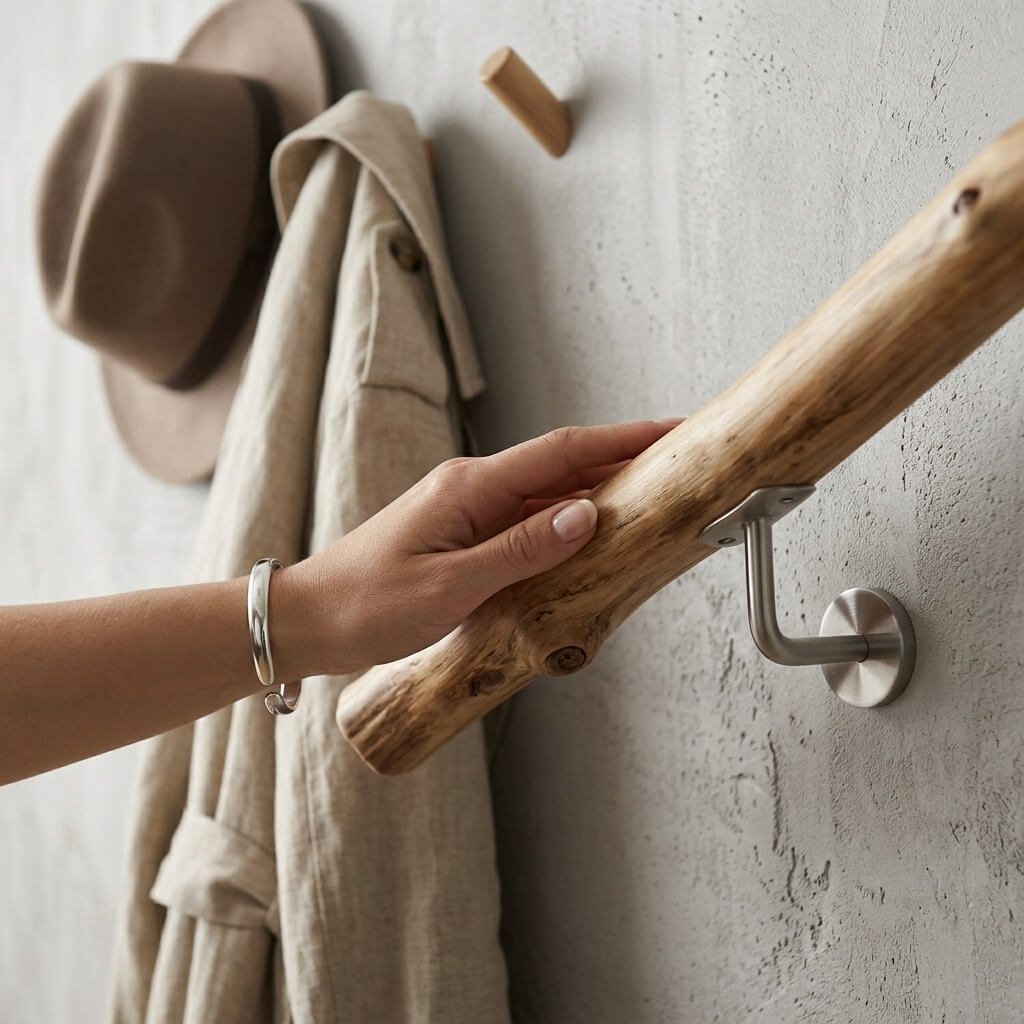 Rustic Solid Wood Branch Stair Handrail