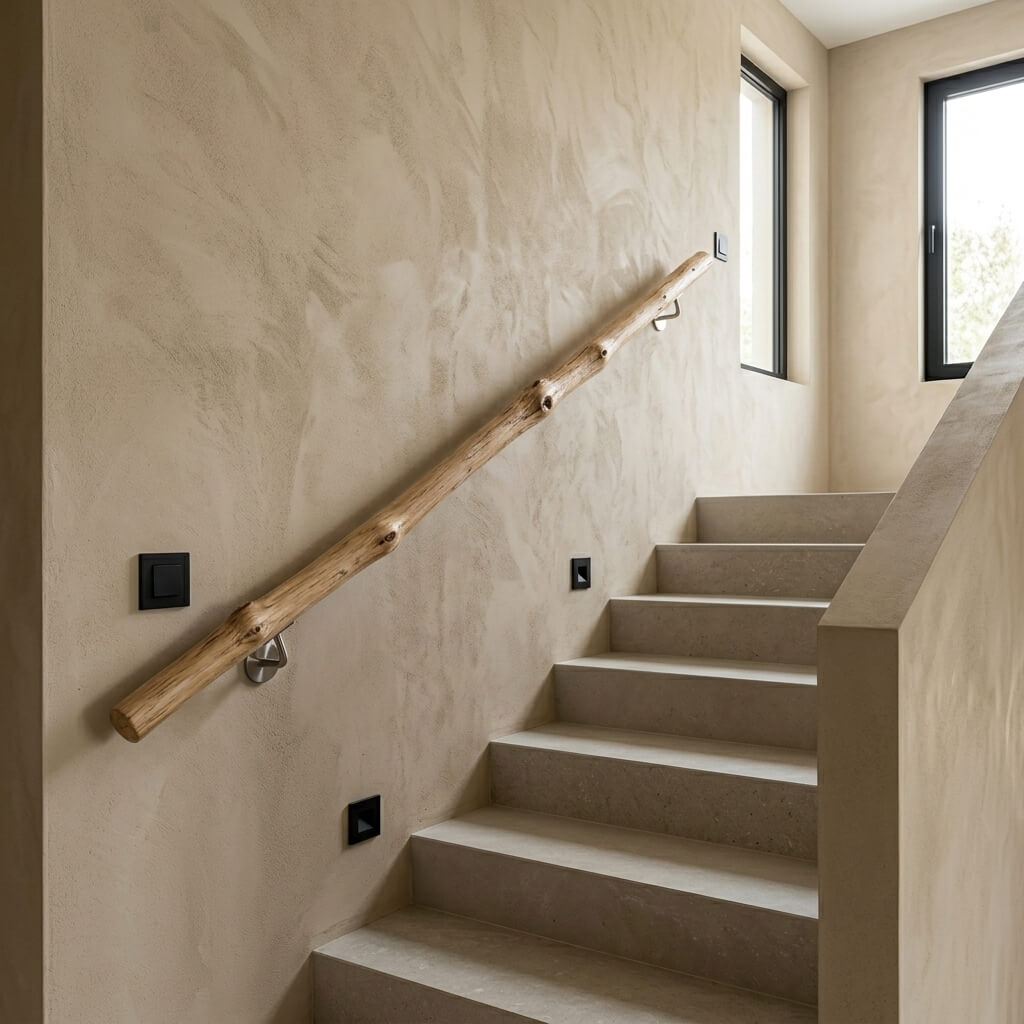 Rustic Solid Wood Branch Stair Handrail