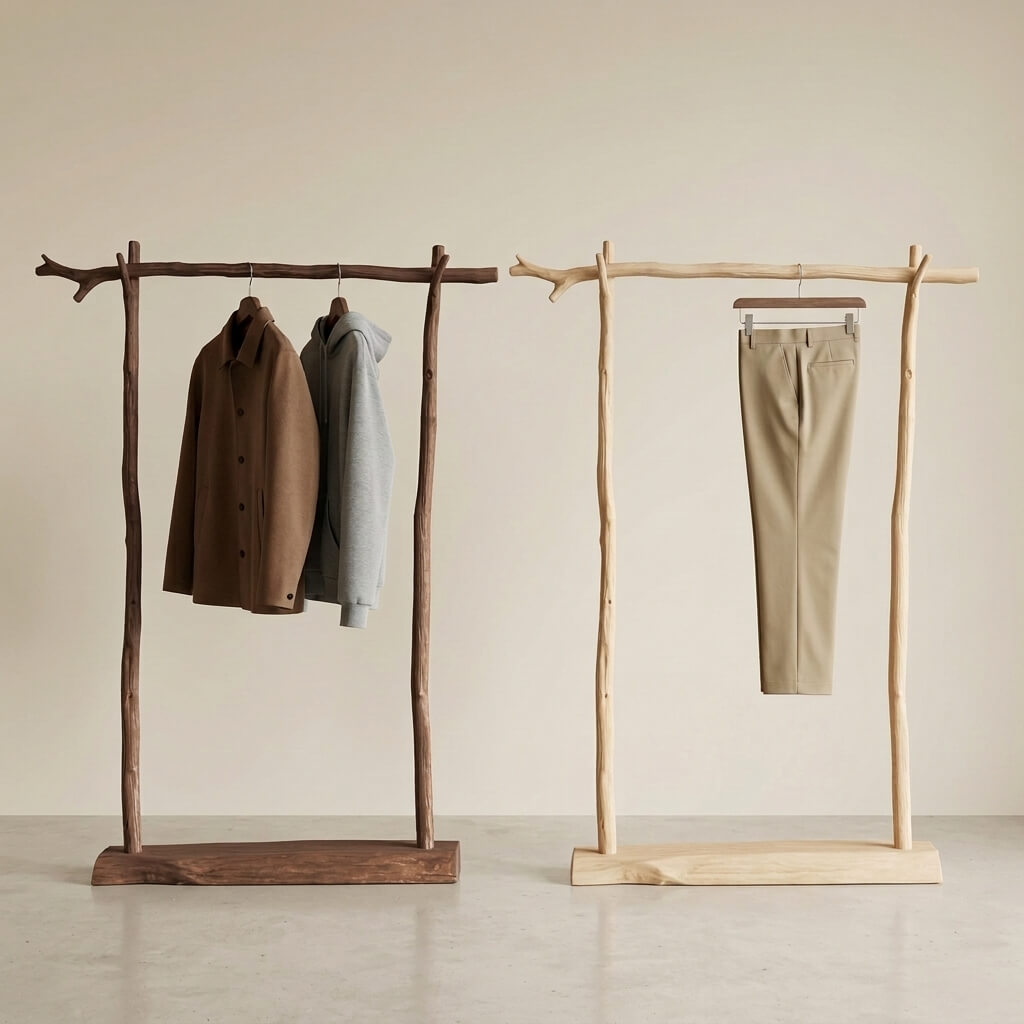 Rustic Solid Wood Clothing Rack