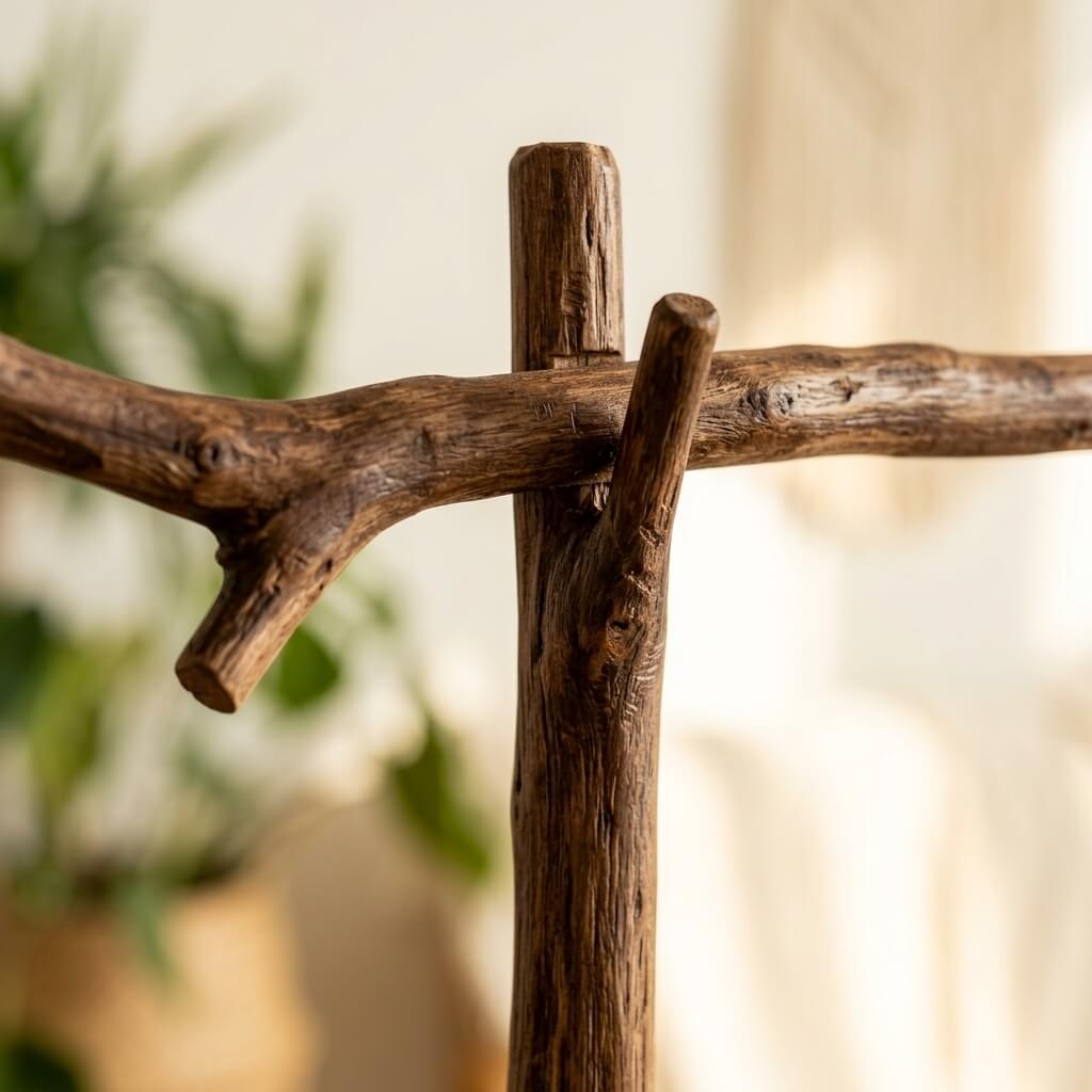 Rustic Solid Wood Clothing Rack