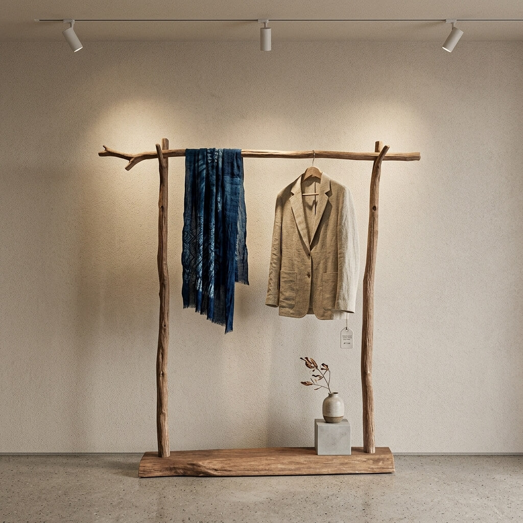 Rustic Solid Wood Clothing Rack