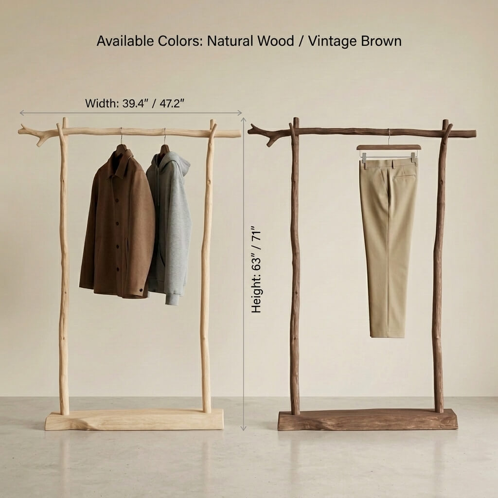 Rustic Solid Wood Clothing Rack