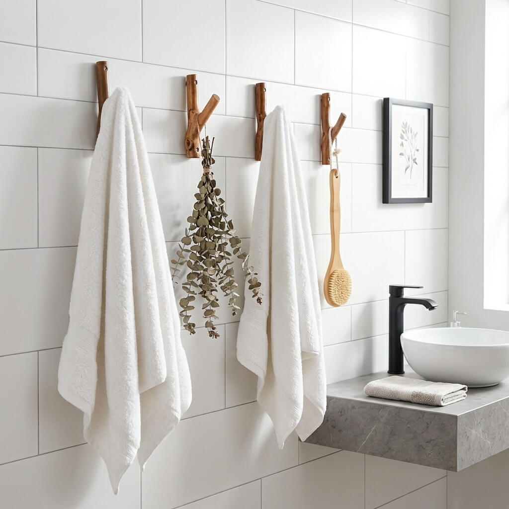 Rustic Wooden Branch Hooks for Wall