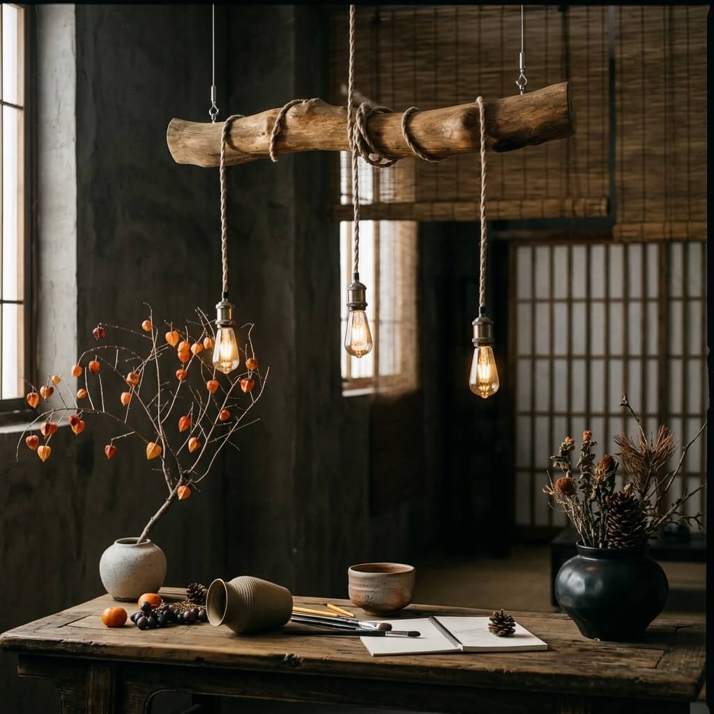 Wabi-Sabi Solid Wood Branch Chandelier