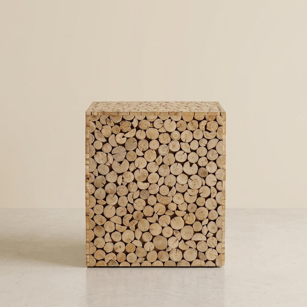 Wabi-Sabi Distressed Solid Wood Side Table
